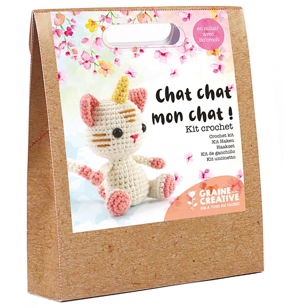 Crochet kit, Unicorn cat, size 15 cm, 1 pc/ 1 pack-boobam