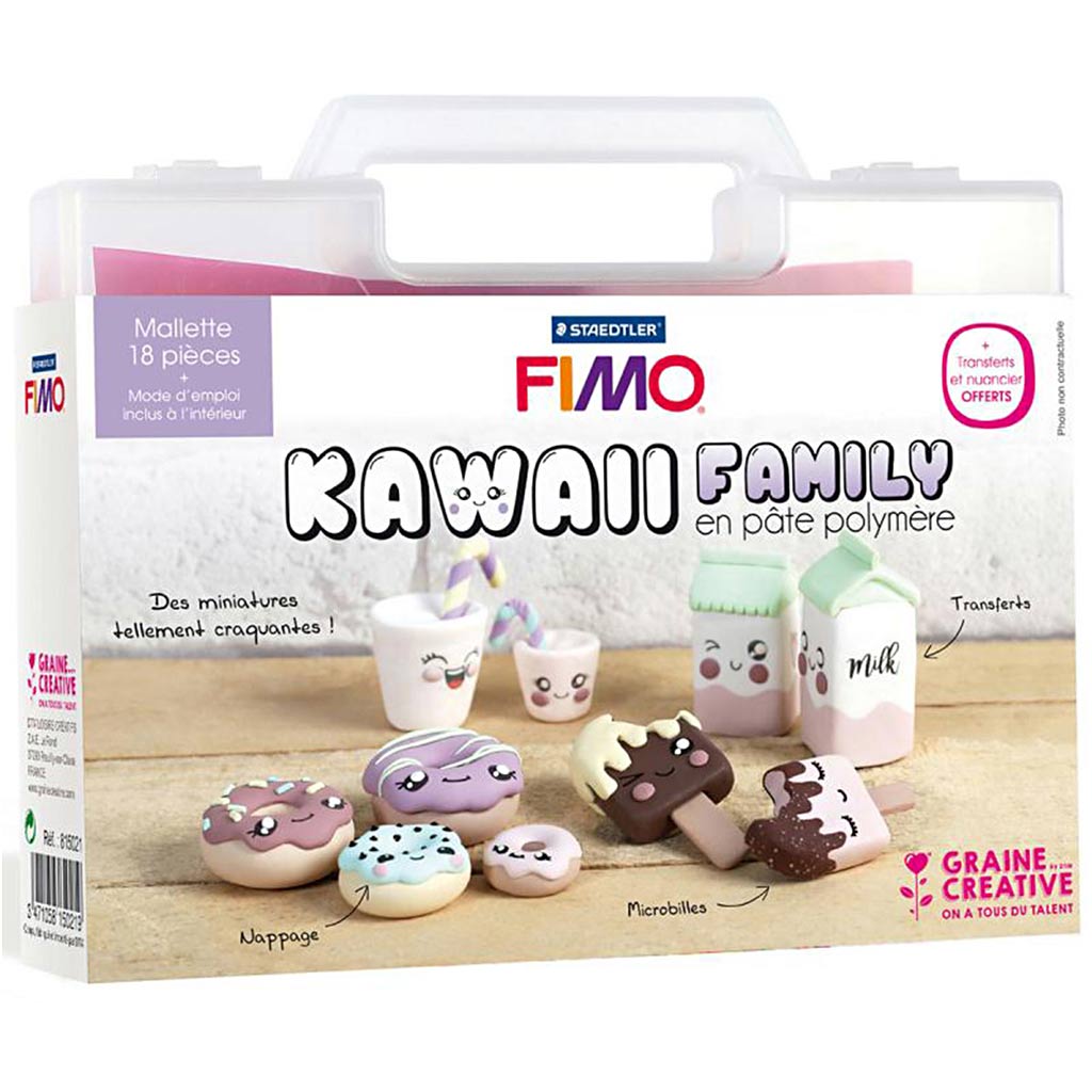 Fimo figurine case, Family Kawaii, 18 pc/ 1 pack-boobam