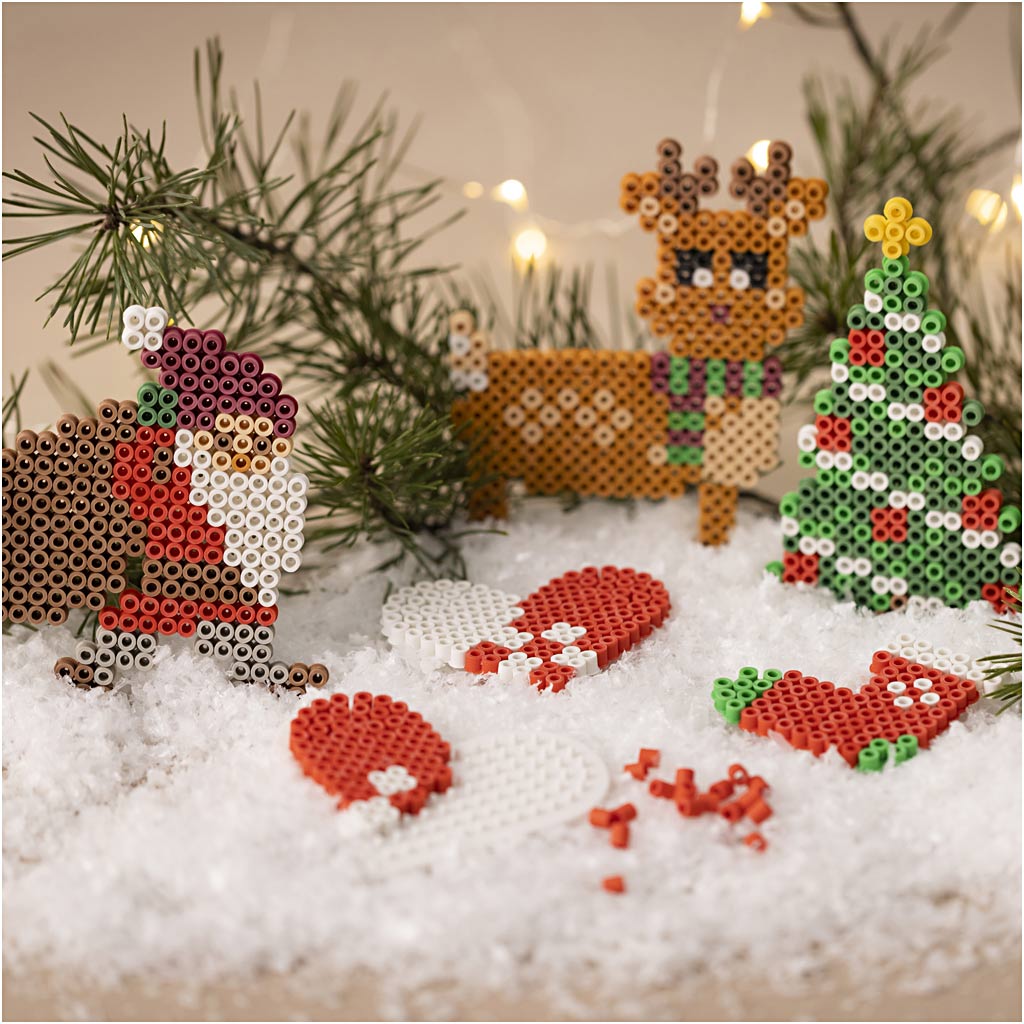 Craft Kit NABBI BioBeads, Santa Claus, Christmas tree, stocking, heart and reindeer...-boobam