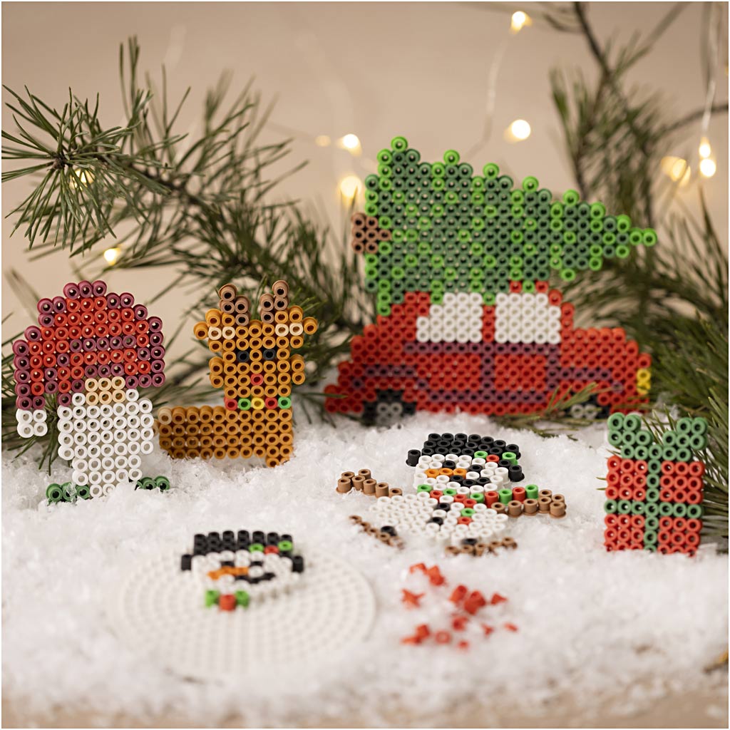 Craft Kit NABBI BioBeads, Christmas car, reindeer, snowman, elf and gift, 1 pack-boobam