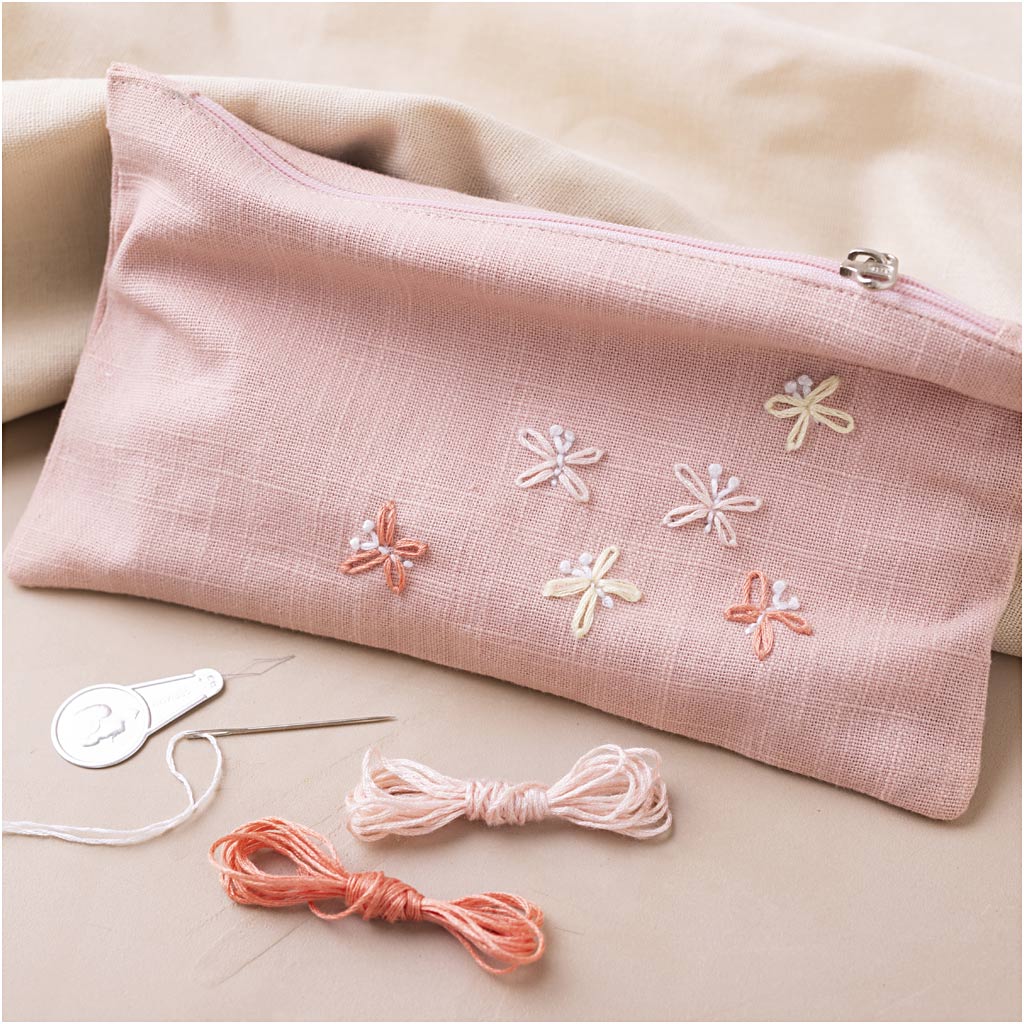 Mini Craft Kit Embroidery, Clutch bag, dusty rose, 1 pack-boobam