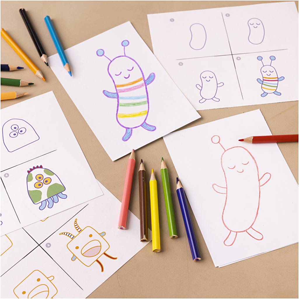 Mini Craft Kit Drawing, Monsters, 1 pack-boobam