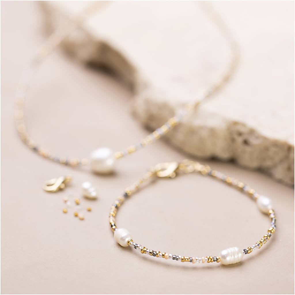 Mini Craft Kit Jewellery, Bracelet and necklace with clasp, 1 pack-boobam