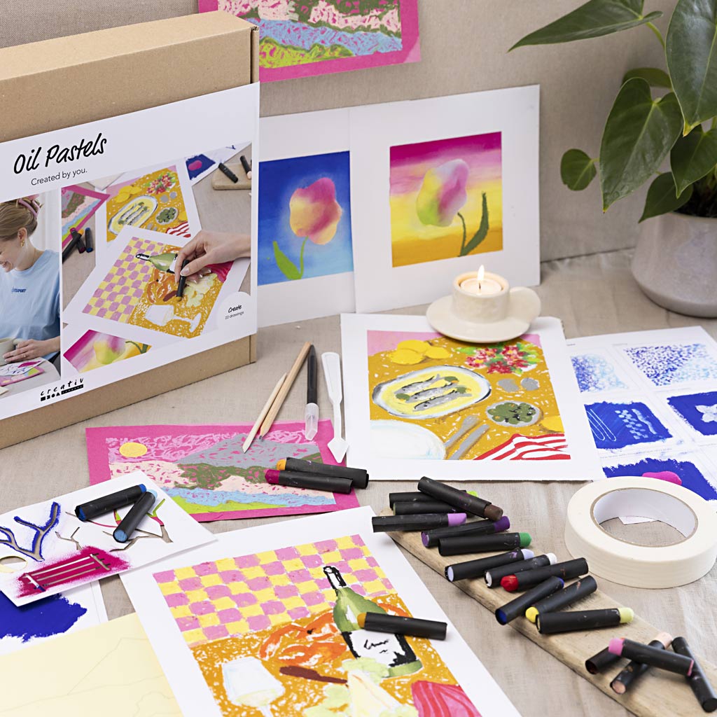 Starter Craft Kit Oil Pastels, Assorted colours, 1 pack-boobam