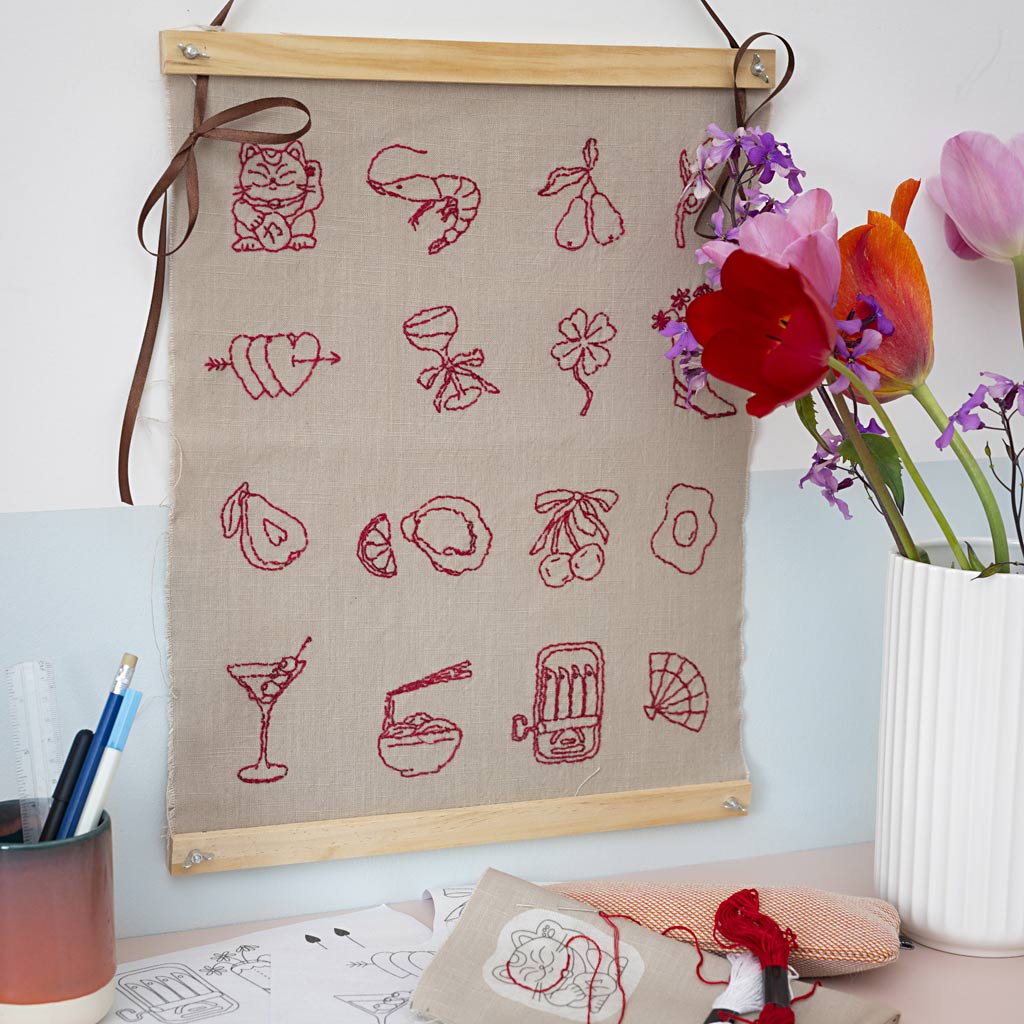 Craft Kit Embroidery, Hanging decoration, flax, 1 pack-boobam