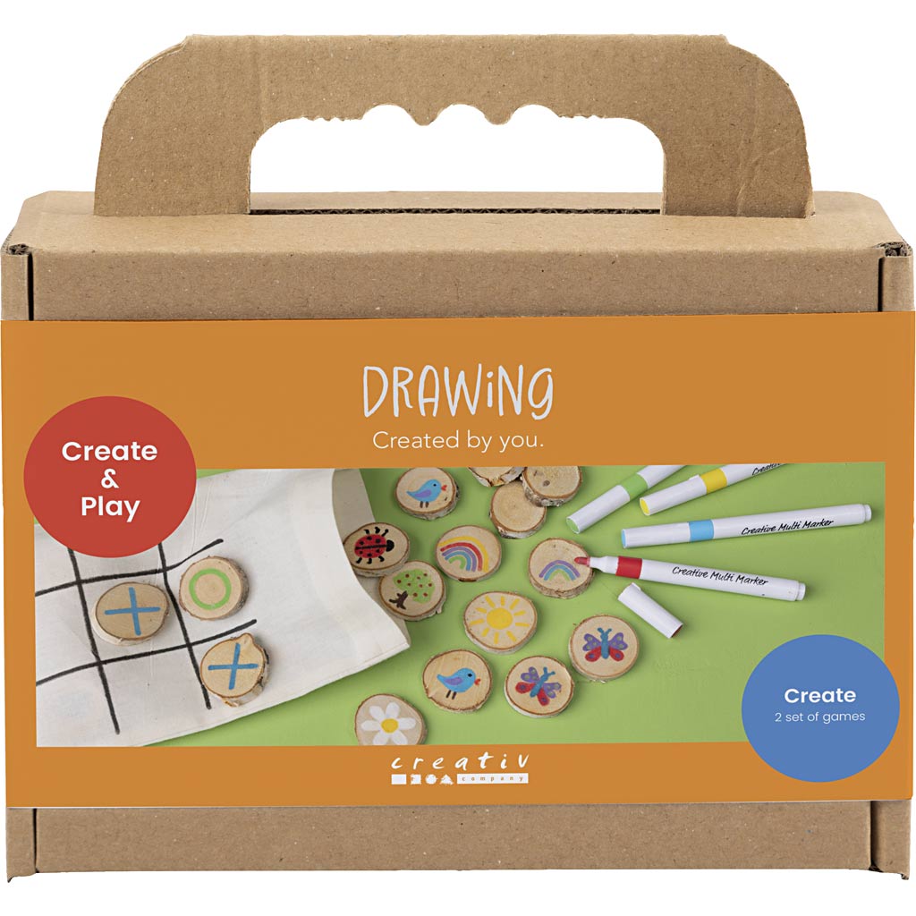 Mini Craft Kit Drawing, Memory game and three-in-a-row, assorted colours, 1 pack-boobam