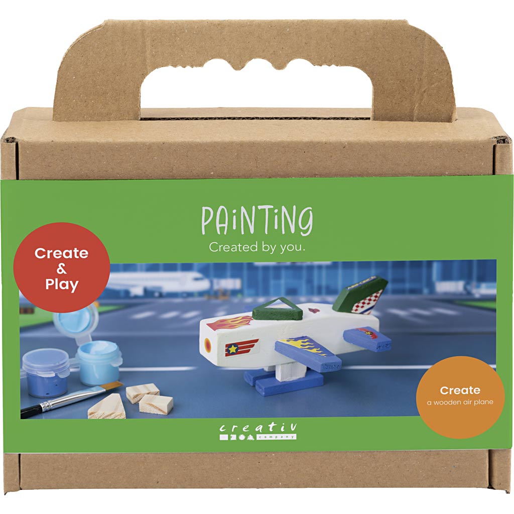 Mini Craft Kit Painting, Airplane, blue/green harmony, 1 pack-boobam