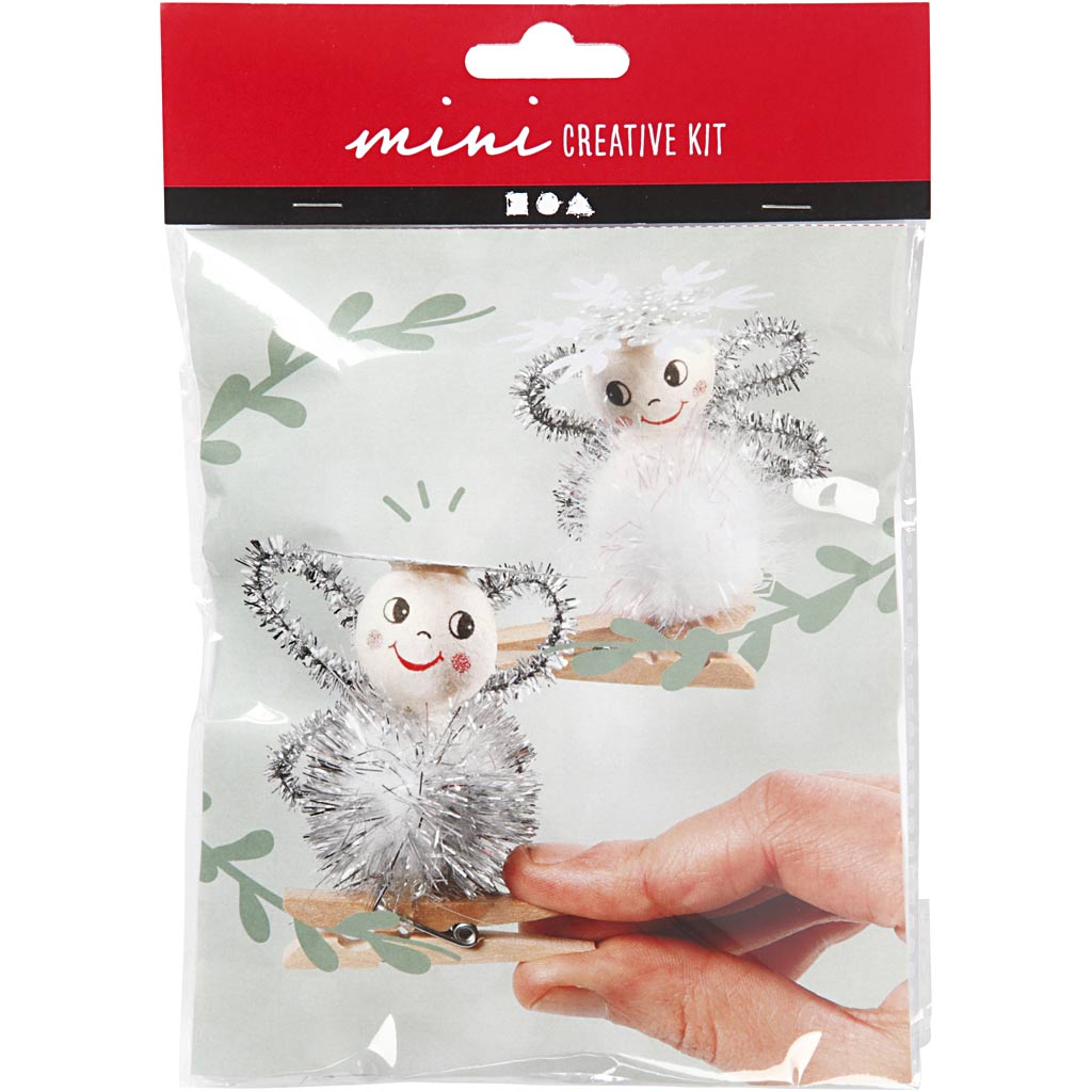 Mini Craft Kit, Angels on wooden pegs, 1 pack-boobam