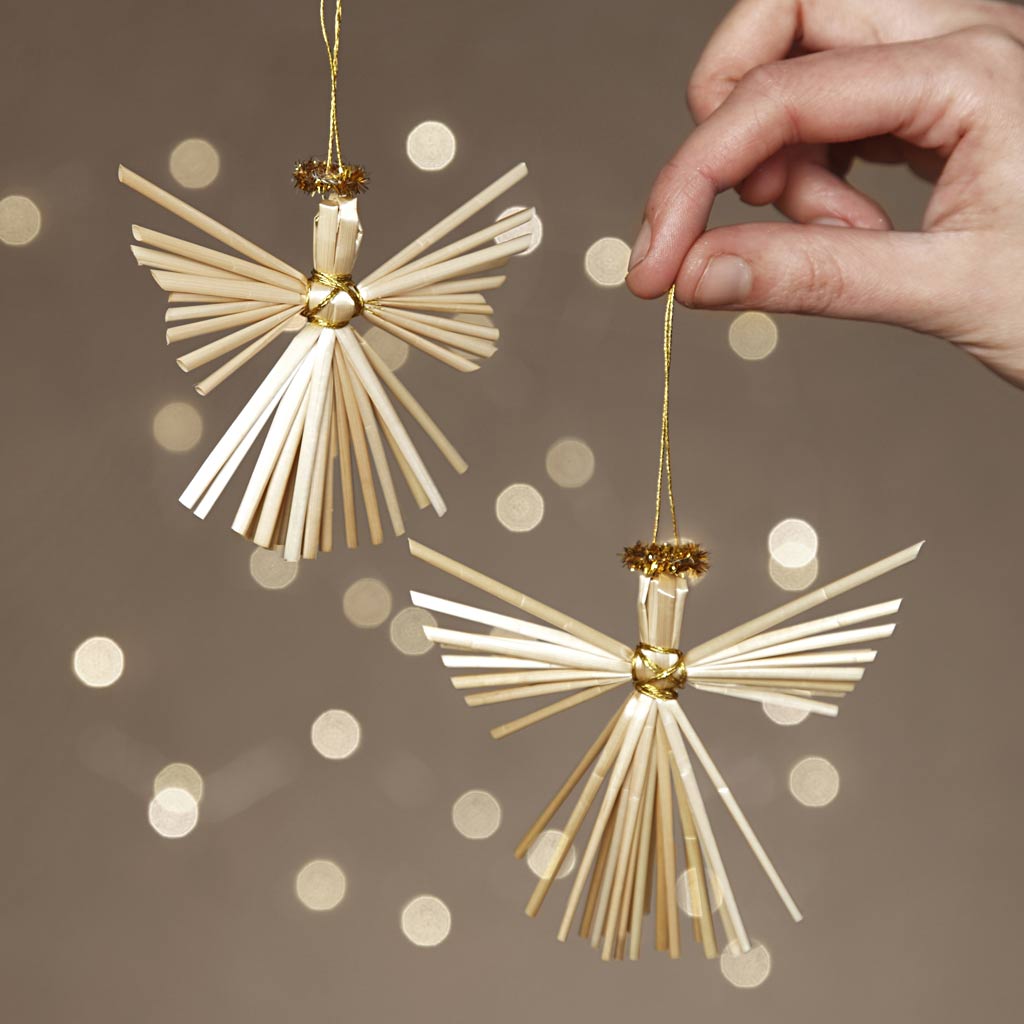 Mini Craft Kit, Straw angel, H: 8 cm, 1 pack-boobam