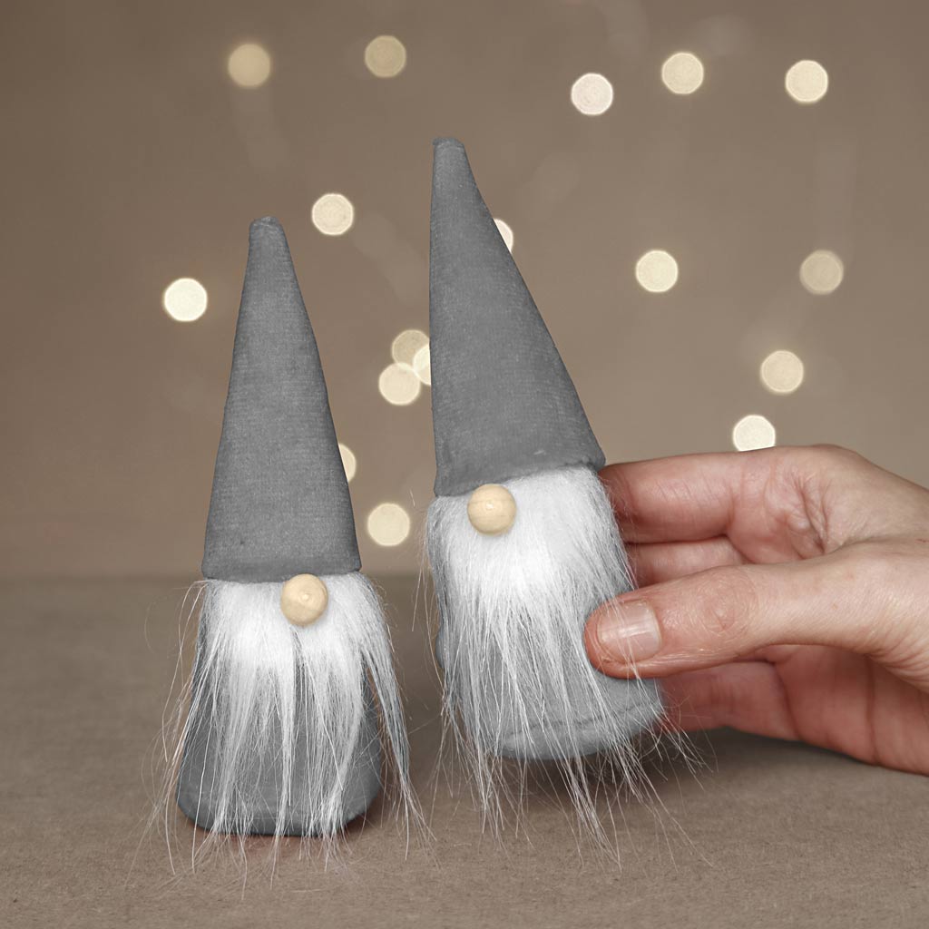 Mini Craft Kit, Scandinavian Santa gnomes, H: 12 cm, grey, 1 pack-boobam