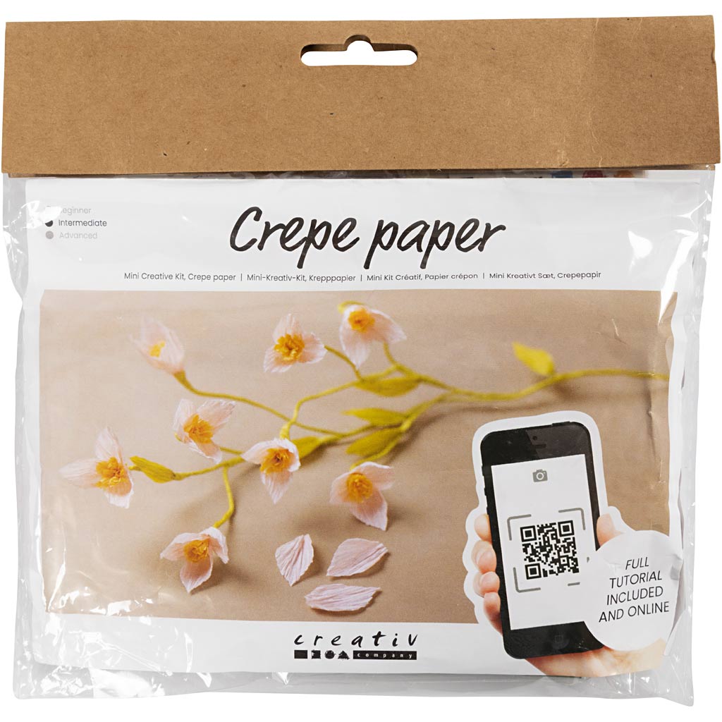 Mini Craft Kit Crepe Paper, Cherry branch, Crêpe ratio: 180%, 1 pack-boobam
