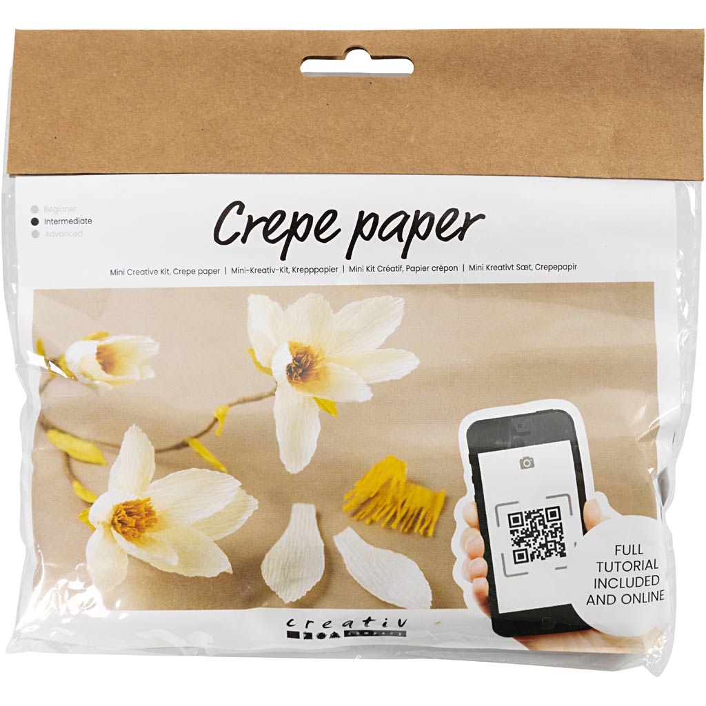Mini Craft Kit Crepe Paper, Magnolia branch, Cr?pe ratio: 180%, 1 pack-boobam