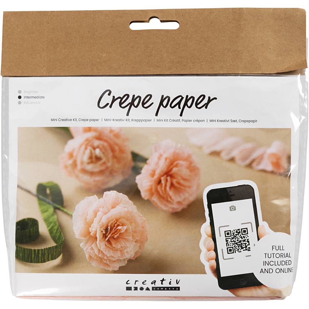 Mini Craft Kit Crepe Paper, Carnations, Cr?pe ratio: 180%, 105 g, 1 pack-boobam