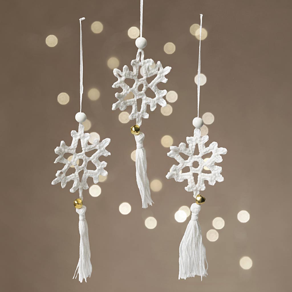 Mini Craft Kit Crochet, Snowflakes, white, 1 pack-boobam