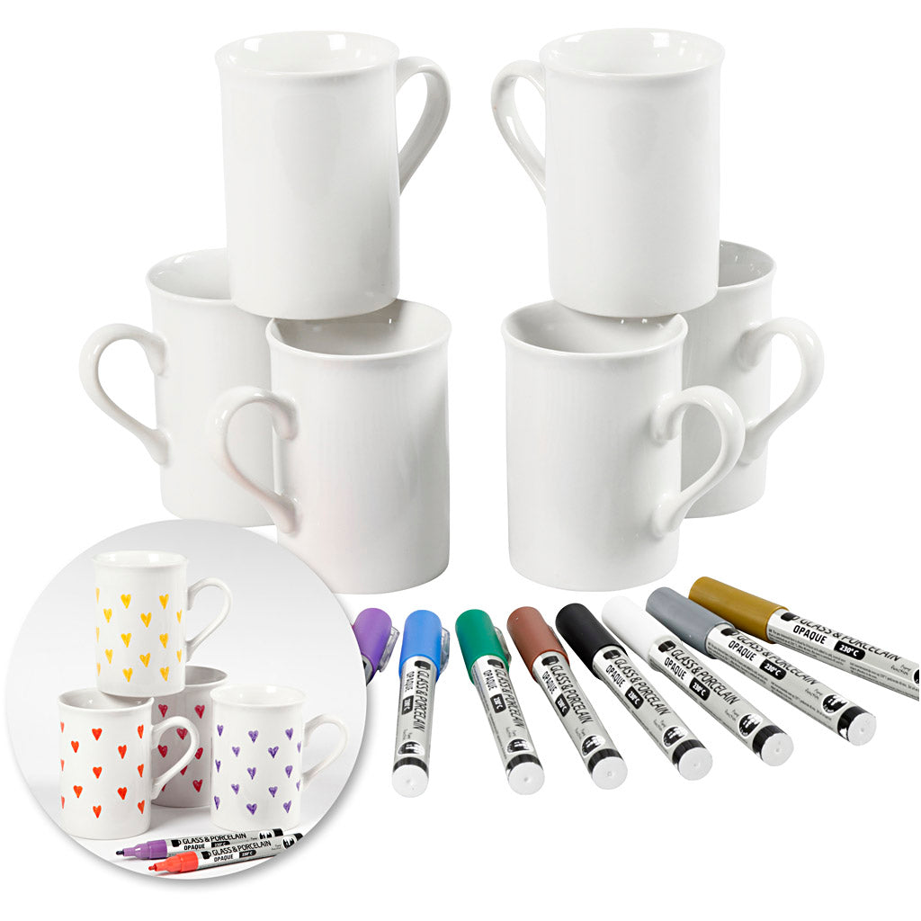 Creative kit – Decorate mugs with porcelain markers, 1 set-boobam