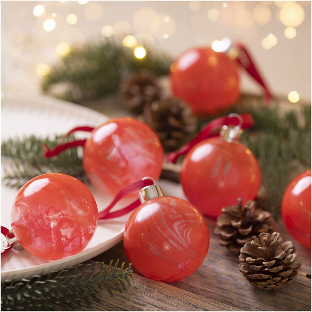 Craft Kit Christmas Baubles, Marbling, 1 pack-boobam