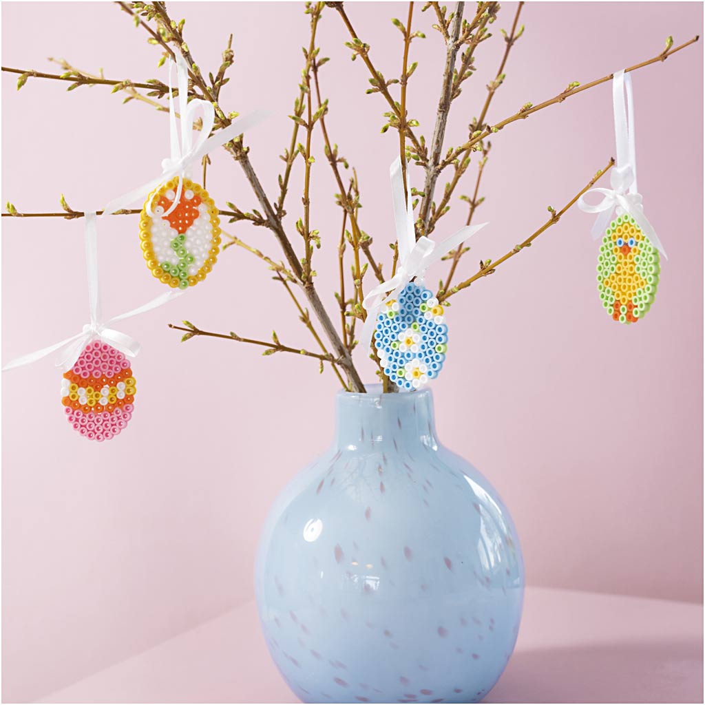 Mini Craft Kit Fuse Beads, Egg hanging decorations, assorted colours, 1 pack-boobam