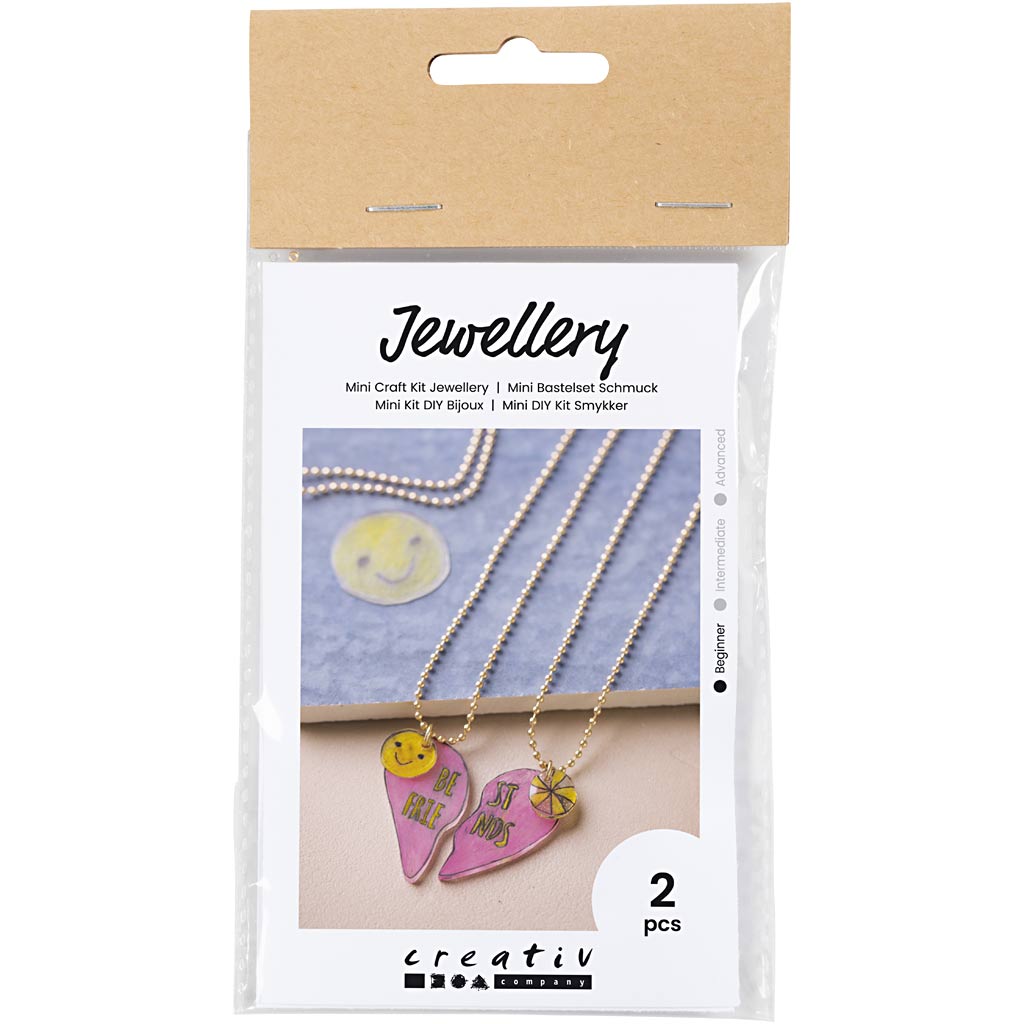 Mini Craft Kit Jewellery, Shrink Plastic Friendship Necklaces, 1 pack-boobam