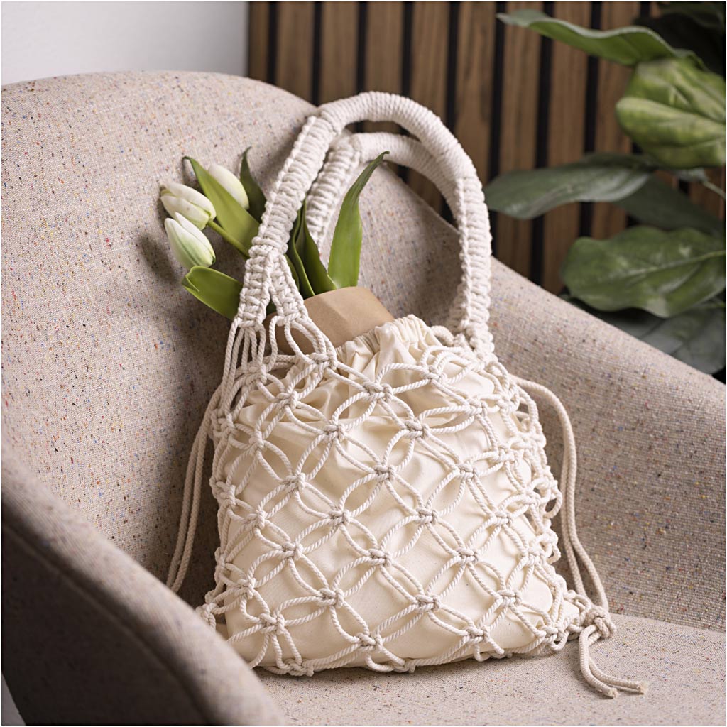 Craft Kit Macramé, Bag, white, 1 pack-boobam