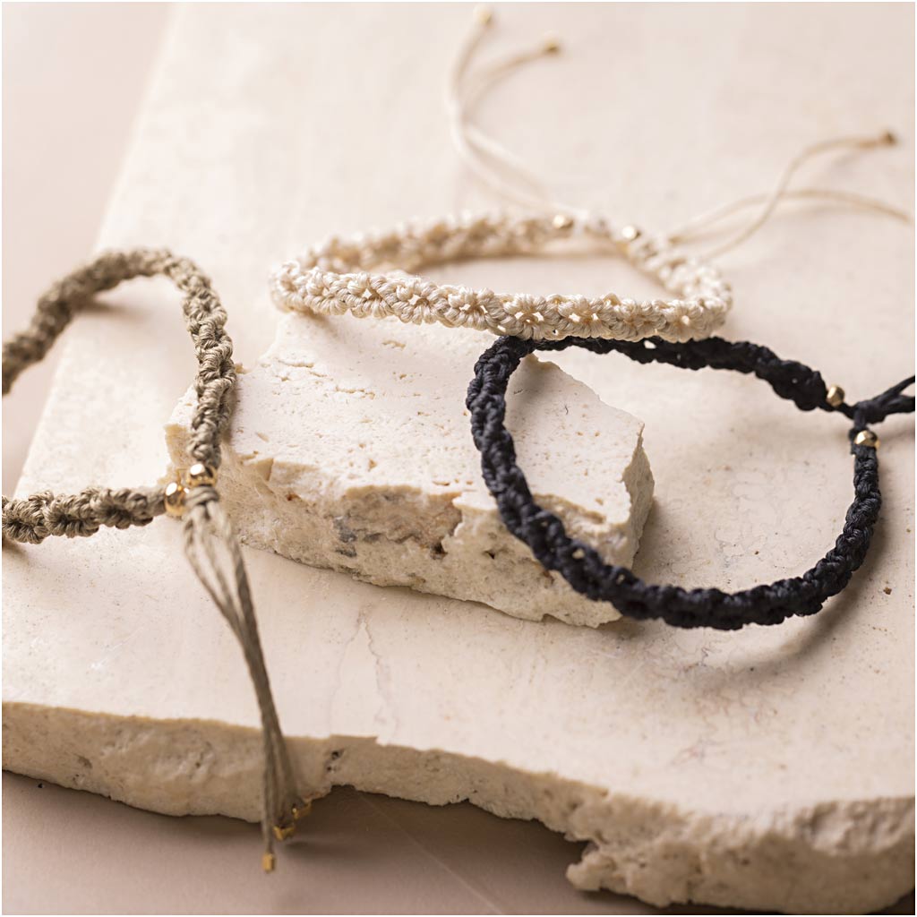 Mini Craft Kit Macramé, Bracelet, black, olive-brown, sand, 1 pack-boobam