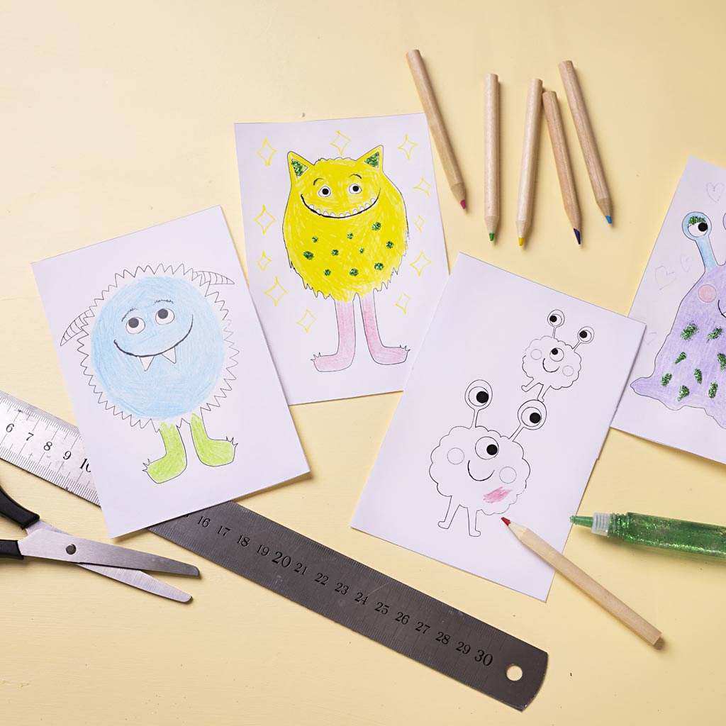 Mini Craft Kit Colouring, Monster, assorted colours, 1 pack-boobam