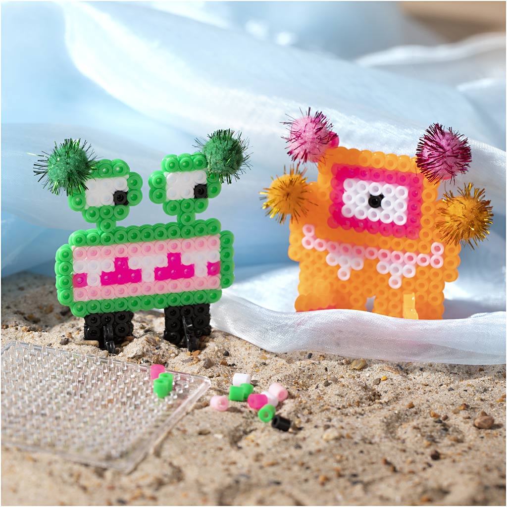 Mini Craft Kit Fuse beads, Monster, assorted colours, 1 pack-boobam