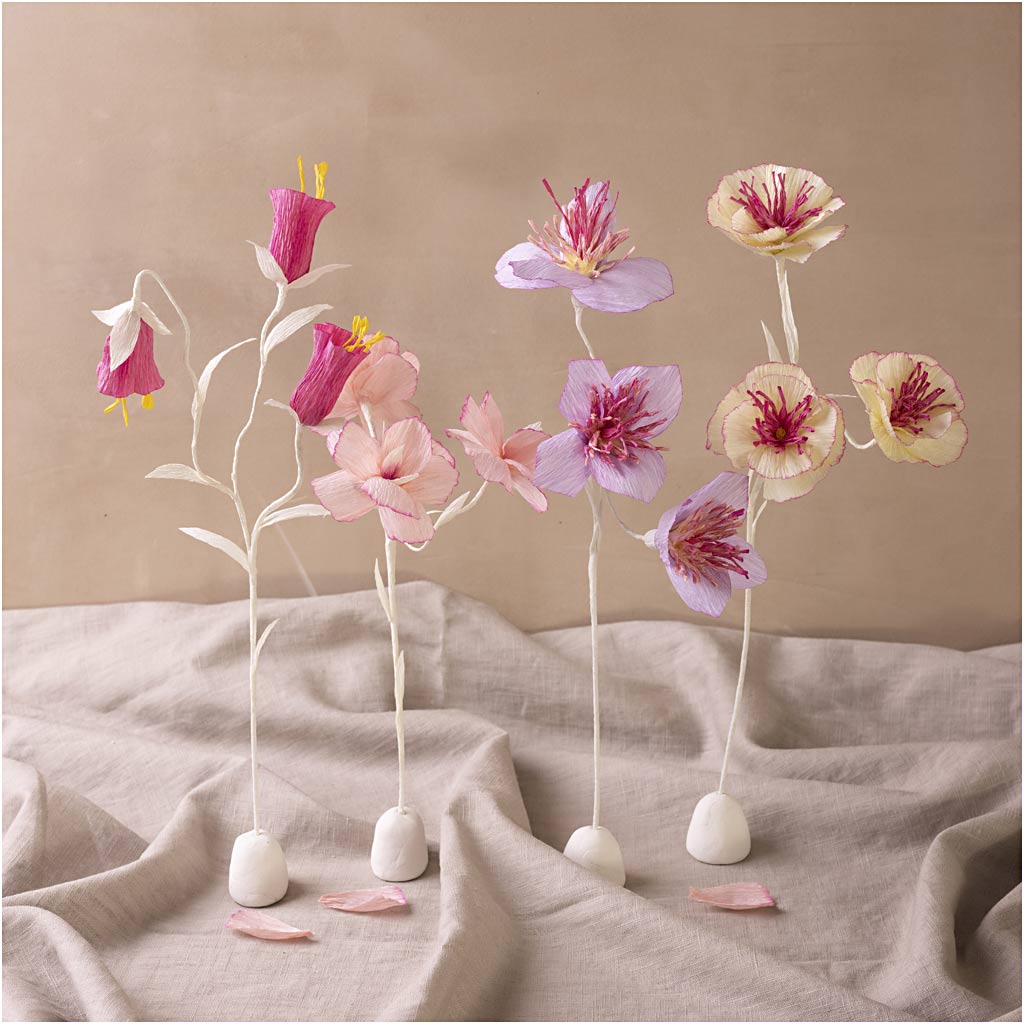 Craft Kit Crepe Paper, Flower, pastel colours, 1 pack-boobam