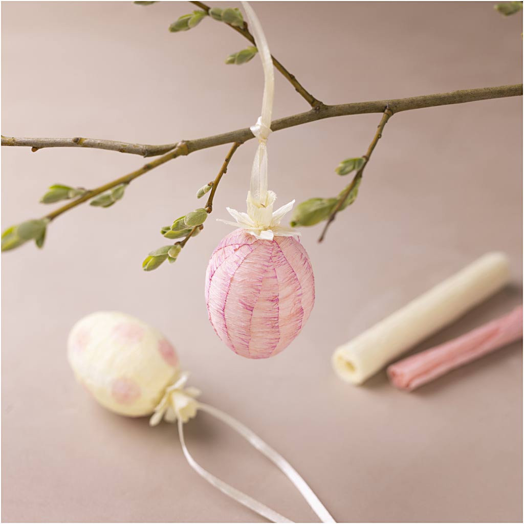 Mini Craft Kit Crepe Paper, Eggs, light pink, light yellow, 1 pack-boobam