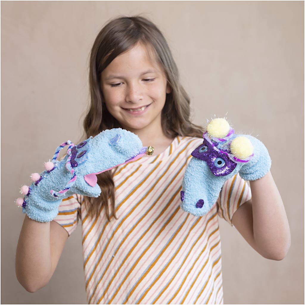 Craft Kit Decoration, Sock Monster, assorted colours, 1 pack-boobam