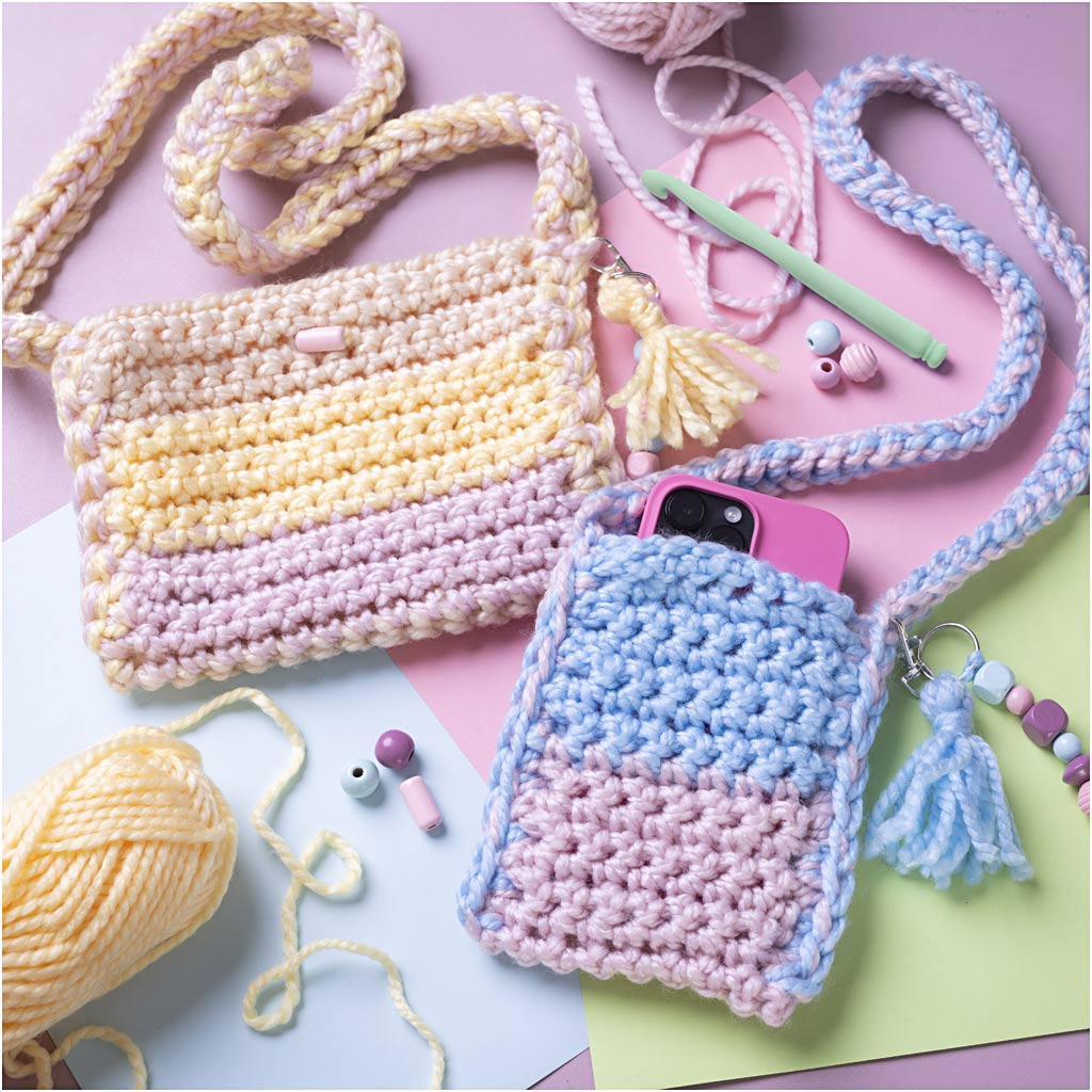 Starter Craft Kit Crochet, Bags, assorted colours, 1 pack-boobam