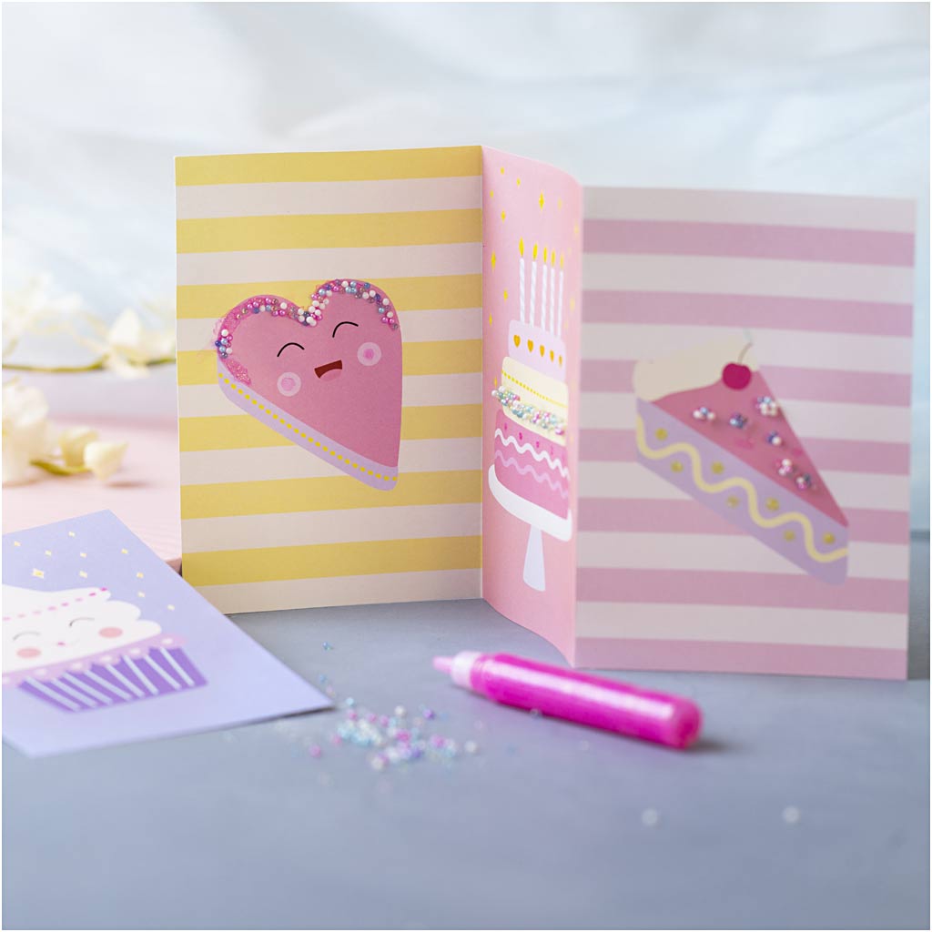 Mini Craft Kit Decoration, Cakes, pastel pink, pastel lilac, pastel yellow, 1 pack-boobam