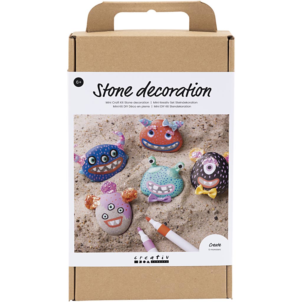 Craft Kit Stone Decoration, Monster, assorted colours, 1 pack-boobam