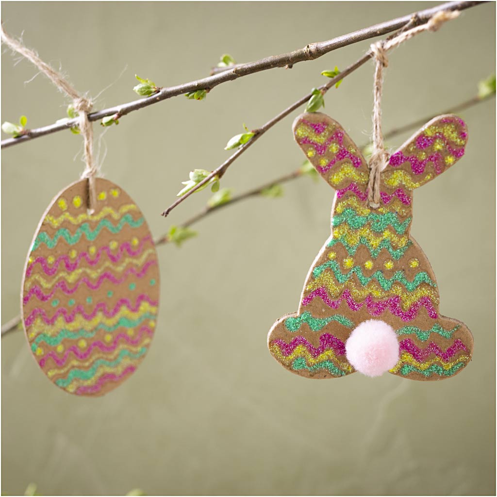 Mini Craft Kit Decoration, Egg and Rabbit, brown, green, pink, yellow, 1 pack-boobam