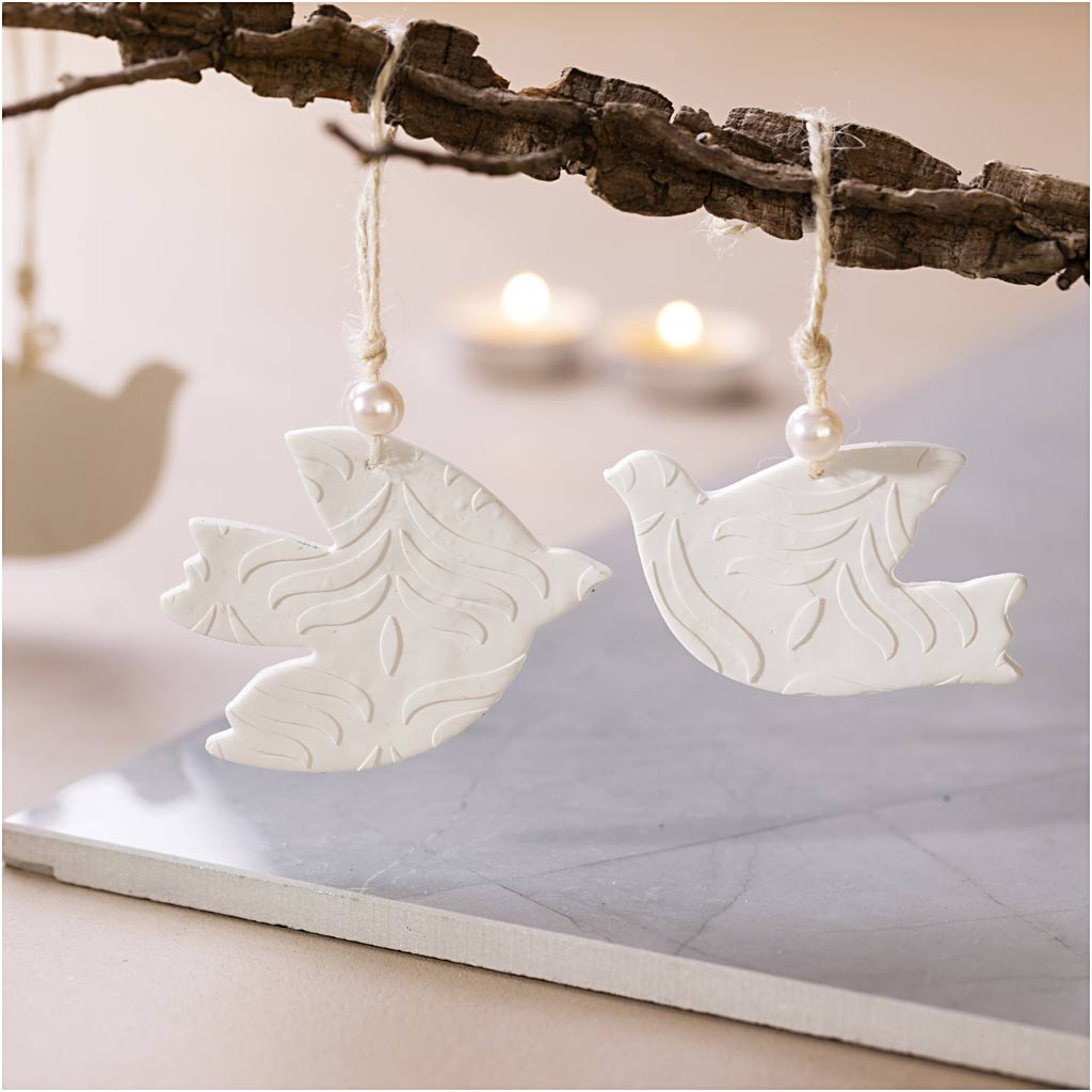 Mini Craft Kit Modelling, Doves, off white, 1 pack-boobam