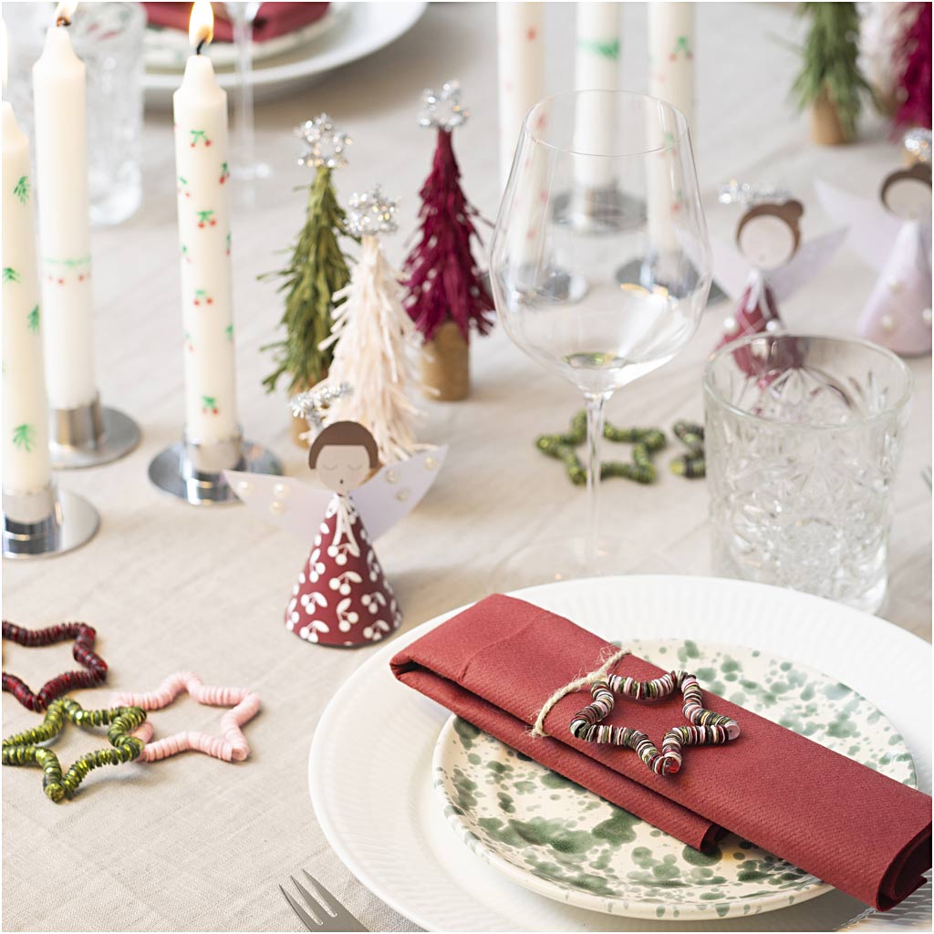 Craft Kit Table Decorations, Angels, Christmas trees, stars, assorted colours, 1 pack-boobam