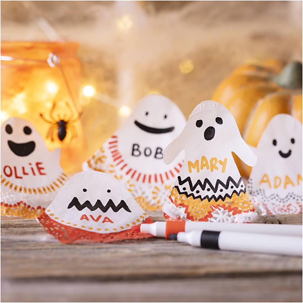 Mini Craft Kit Colouring, Ghosts, black, light orange, mid-orange, white, 1 pack-boobam