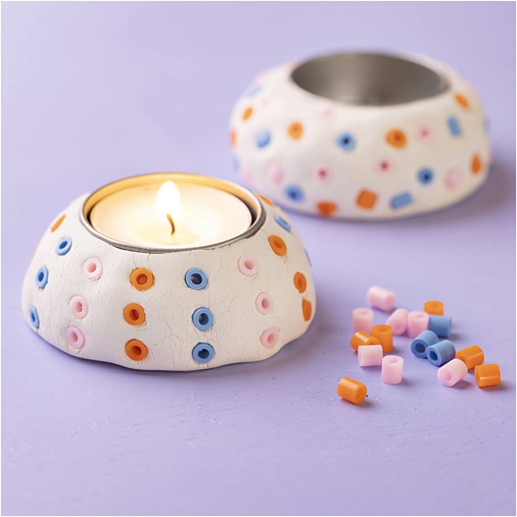 Mini Craft Kit Modelling, Candle holders, white, 1 pack-boobam