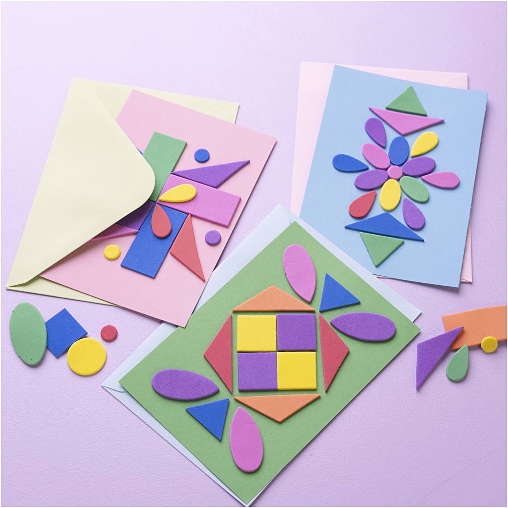 Mini Craft Kit Decoration, Decorated cards, blue, green, pink, 1 pack-boobam
