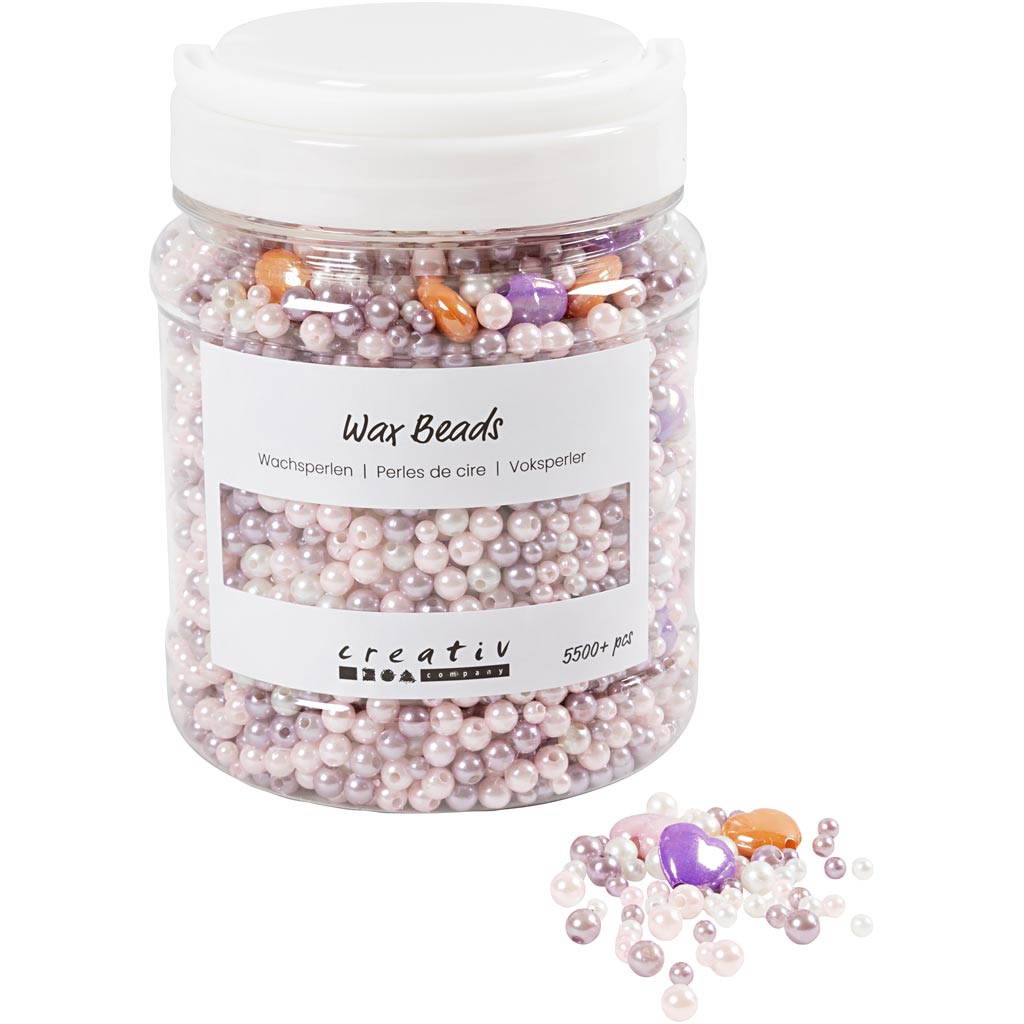 Wax Beads, Hole size 1,3-2,5 mm, ca. 5500 pc, pastel orange, soft ro...-boobam