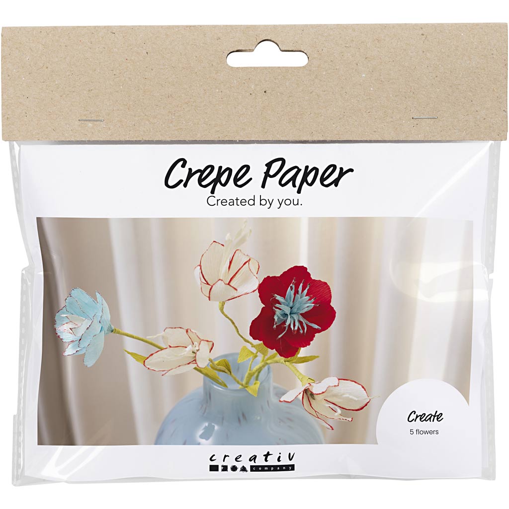 Mini Craft Kit Crepe Paper, Crepe flowers, pastel colours, 1 pack-boobam