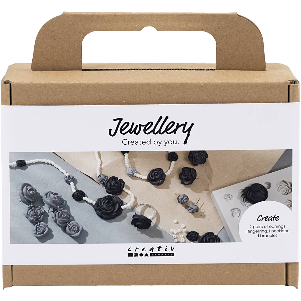 Mini Craft Kit Jewellery, Roses, black, black/white, white, 1 pack-boobam