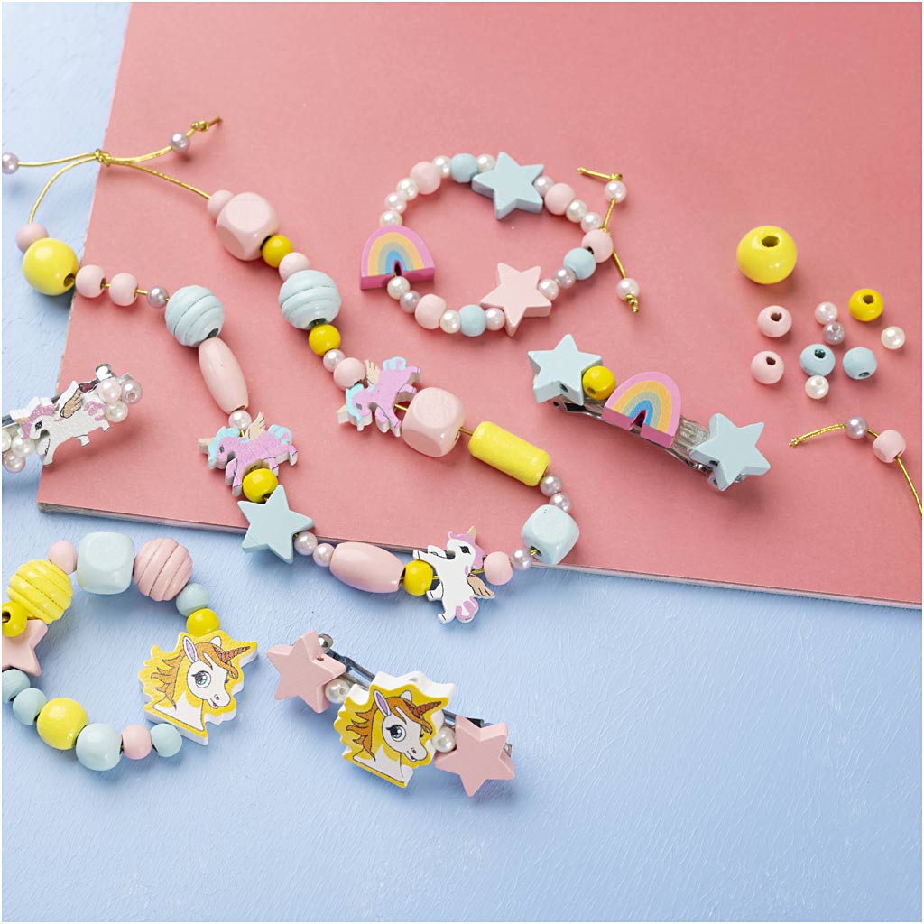 Mini Craft Kit Jewellery, Necklace, bracelets, earrings, light blue, light red, yel...-boobam