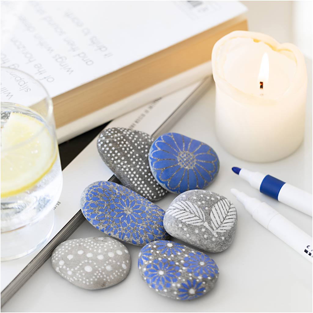 Mini Craft Kit Stone Decoration, Blue, 1 pack-boobam
