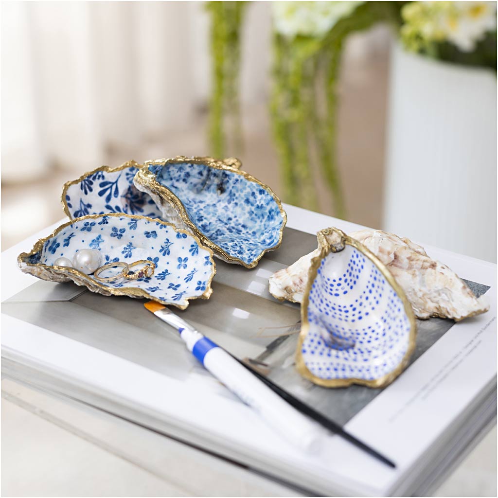 Craft Kit Decoupage, Oyster shells, blue, 1 pack-boobam
