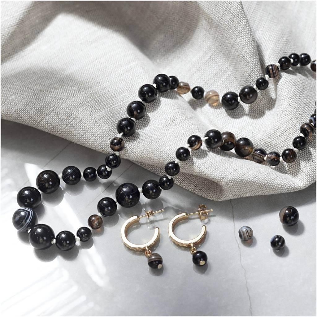 Mini Craft Kit Jewellery, Necklace and earrings, black, white, 1 pack-boobam