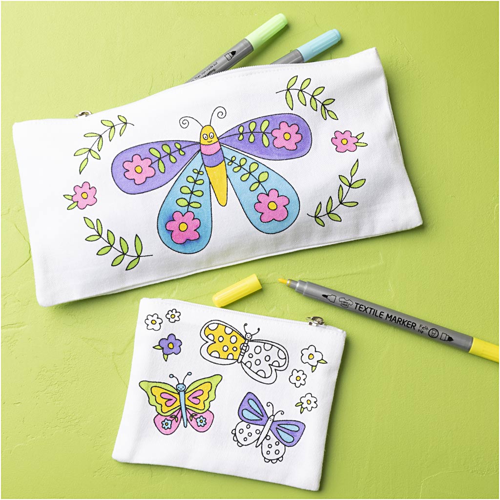Mini Craft Kit Textile Decoration, Butterflies, pastel colours, 1 pack-boobam