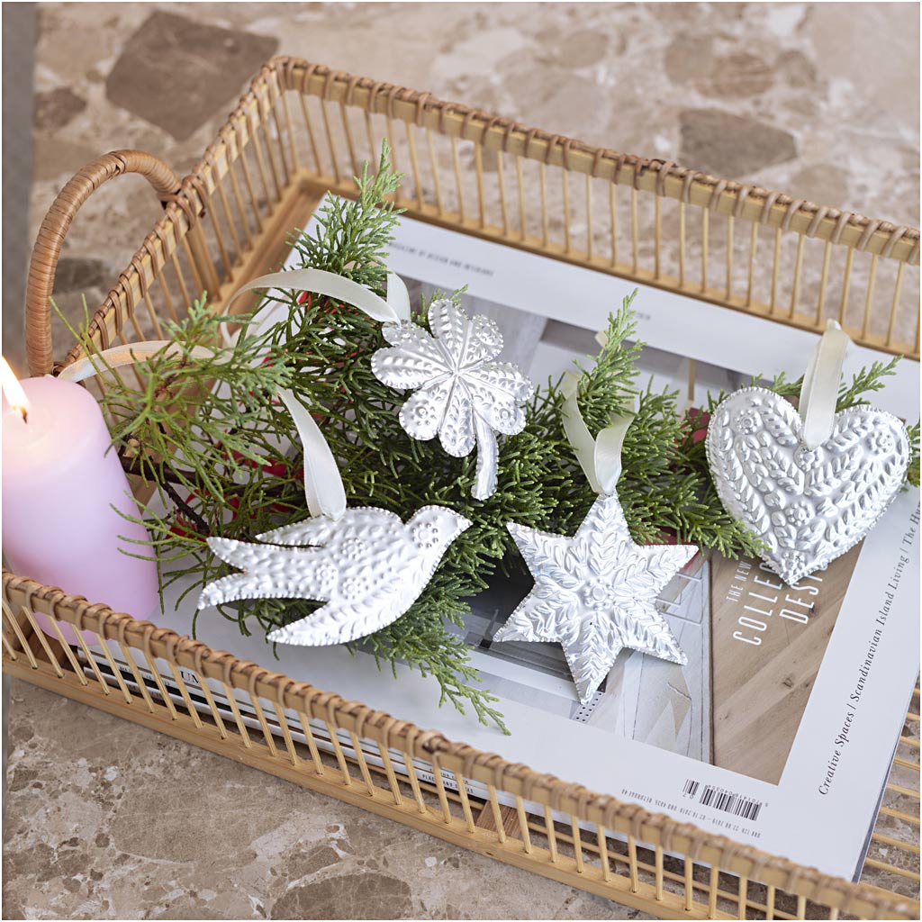 Mini Craft Kit Decoration, Christmas ornament, silver metal, 1 pack-boobam