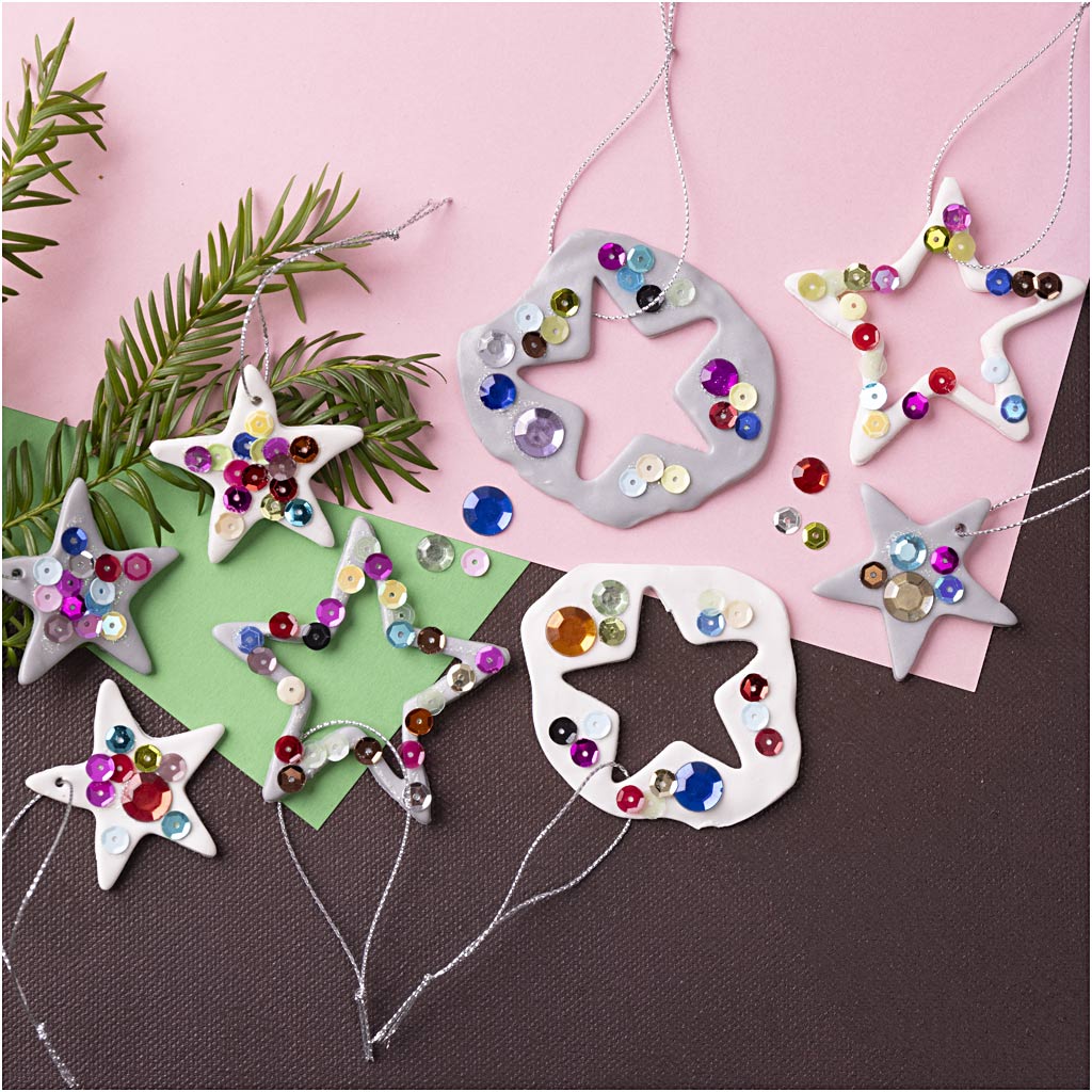 Mini Craft Kit Modelling, Stars, silver, white, 1 pack-boobam