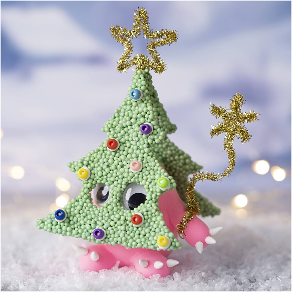 Mini Craft Kit Modelling, Christmas tree monster, assorted colours, 1 pack-boobam