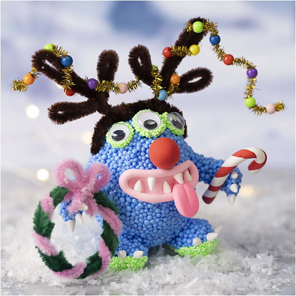 Mini Craft Kit Modelling, Reindeer monster, assorted colours, 1 pack-boobam